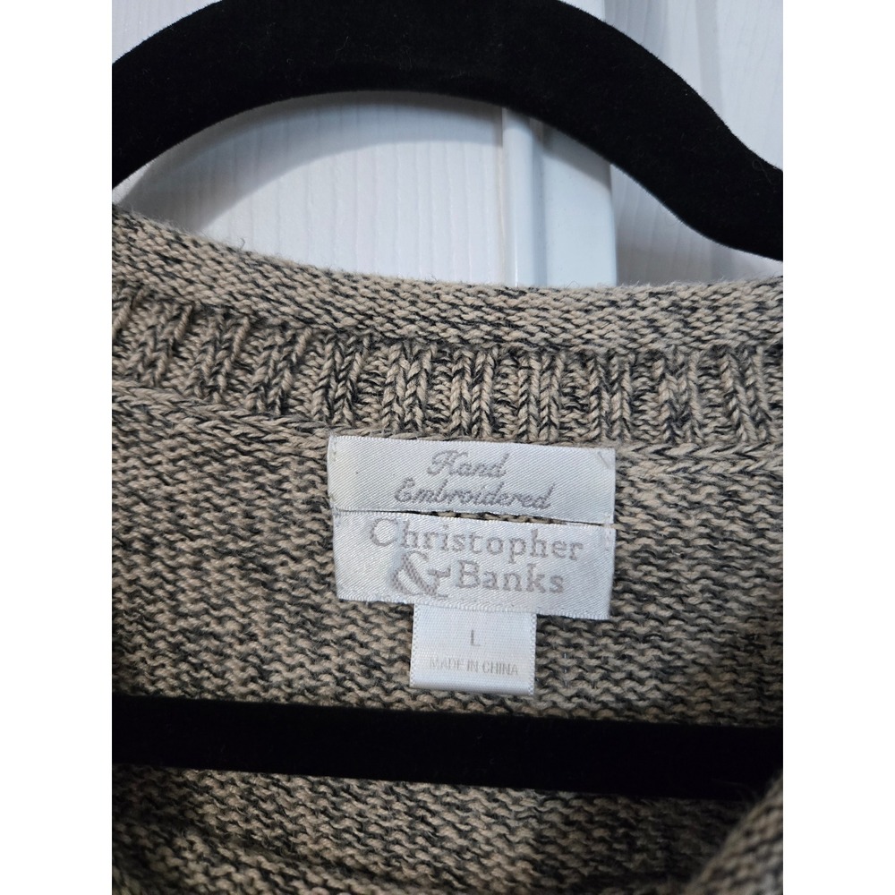 Vintage Horse Knit Sweater Beige Brown Whipstitch Equestrian Pullover L - Picture 5 of 6